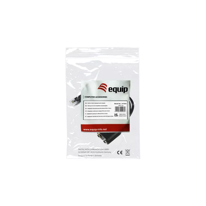 Equip RJ9 į 3,5 mm ausinių garso adapteris, juodas, 0,25 m