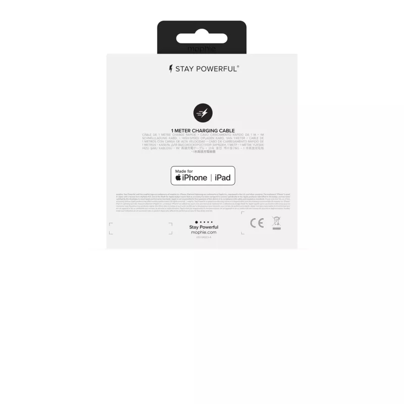 mophie Charge and Sync kabelis- USB-A to Micro/USB-C/LTG- 1M- Balta