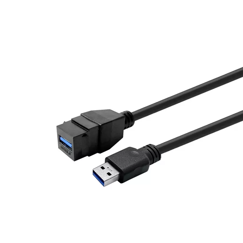 USB 3.0 Type-A lizdas – Type-A lizdas raktinio formato intarpas, VivoLink PROKEYUSB3AFM3B, juodas