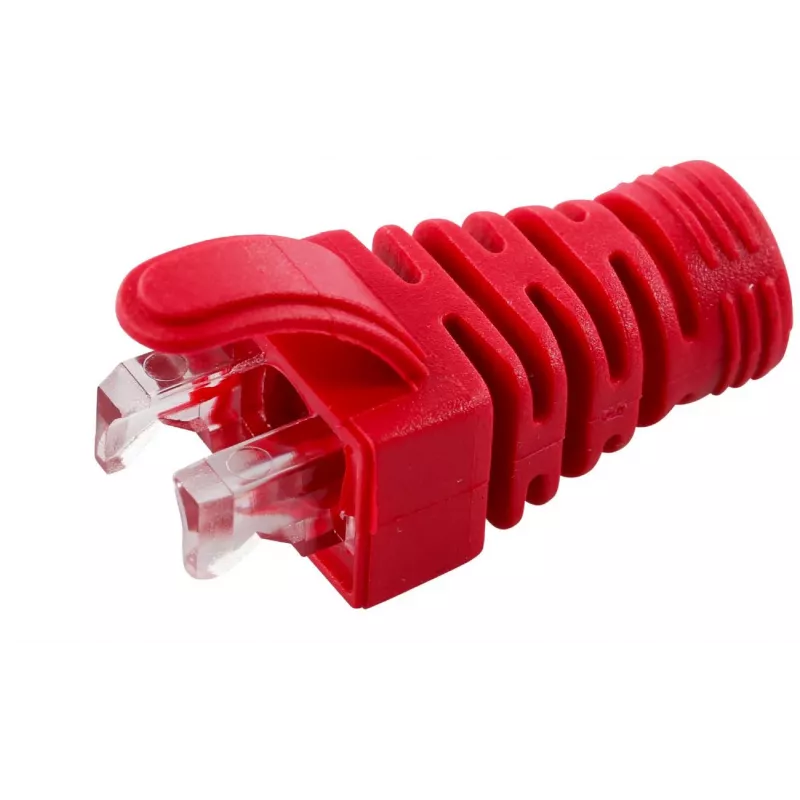 „MicroConnect CONB65R“ įtempimo mažinimo gaubtelis Cat5e/Cat6/Cat6A kabeliams iki 6,5 mm, raudonas