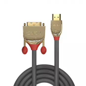 Lindy 3m HDMI į DVI-D laidas, Gold Line, HDMI Type A (Standard), DVI-D, Kištukas, Kištukas, Auksas, 1920 x 1200 pikselių