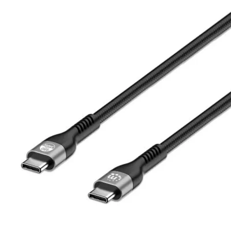 Manhattan USB-C į USB-C laidas 240 W 2 m kištukas-kištukas juodas 480 Mbps