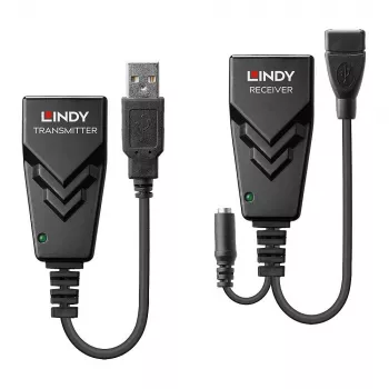 Lindy 100 m USB 2.0 Cat.6 plėtiklis, Tinklo siųstuvas ir imtuvas, 100 m, 480 Mbit/s, Cat5e, Cat6, CH317Q, CH536G, juodas