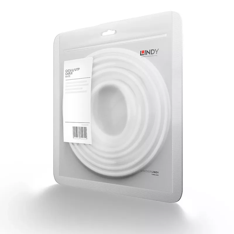 Lindy 20m Cat.6 U/UTP tinklo kabelis, baltas, 20 m, Cat6, U/UTP (UTP), RJ-45, RJ-45, baltas