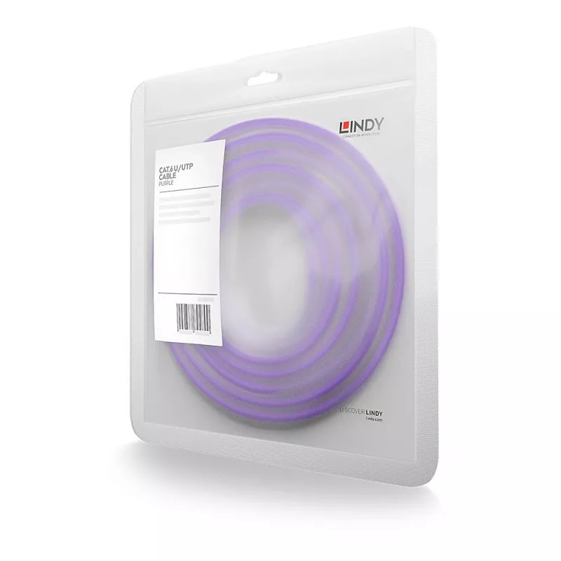 Lindy 30m Cat.6 U/UTP tinklo kabelis, violetinis, 30 m, Cat6, U/UTP (UTP), RJ-45, RJ-45, violetinis