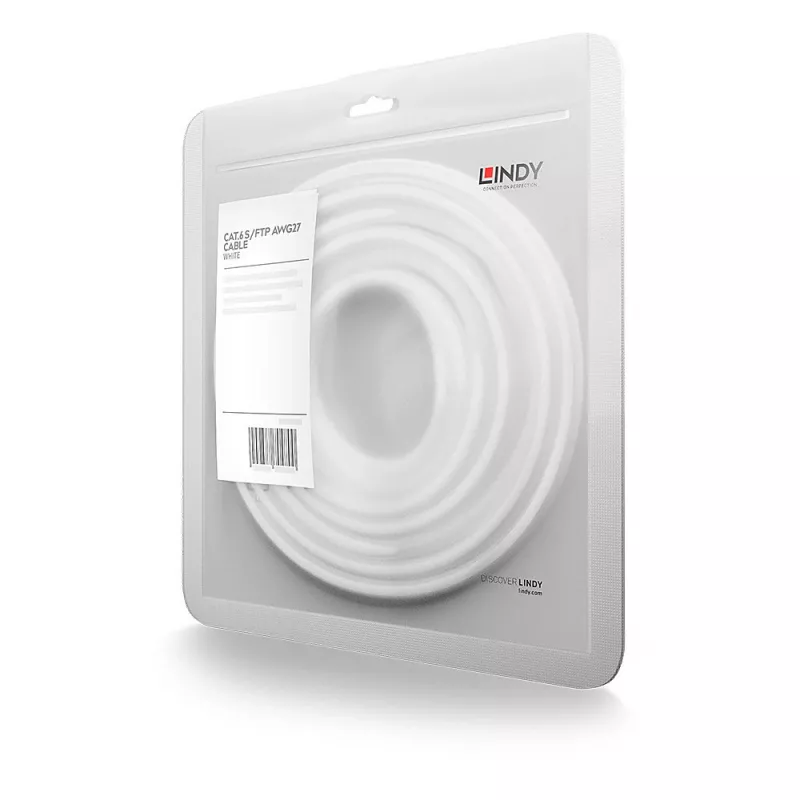 Tinklo kabelis Lindy RJ-45 Cat.6 S/FTP 10 m, baltas, paauksuotos jungtys, 10/100/1000Base-T(X)