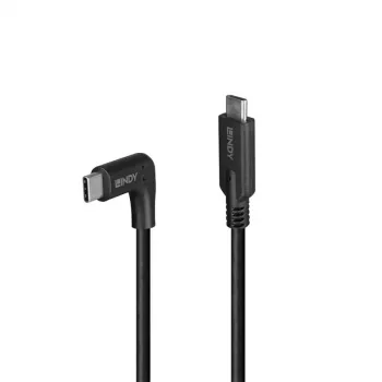 Lindy 0,5 m USB 3.2 tiesus USB-C į 90° kampuotą USB-C kabelis, 10 Gbps