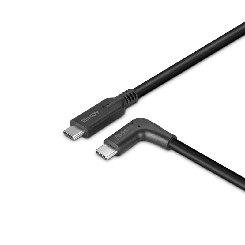 Lindy 1m USB 3.2 Type C kabelis, 90° kampinis, 10Gbps