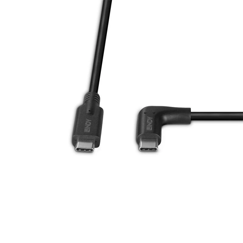 Lindy 1,5 m USB 3.2 Type C laidas, 90° stačiu kampu, 10 Gbps