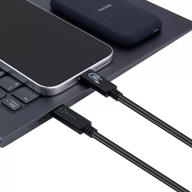 Microconnect ECO-USB3.2CC0.25 USB laidas USB 3.2 Gen 2x2 0,25 m USB C Juodas