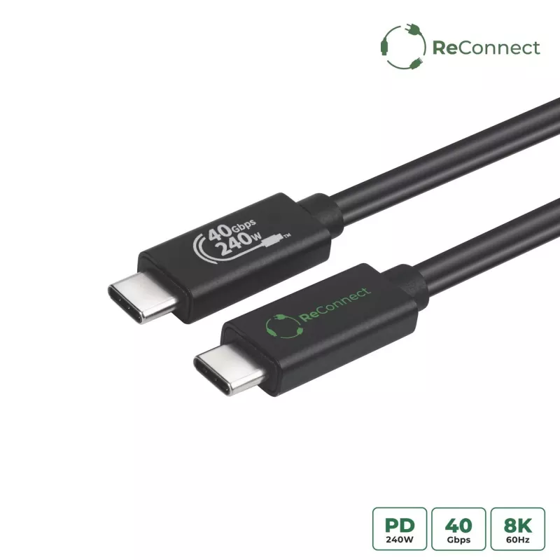 USB4 laidas MicroConnect ReConnect ECO-USB4CC05 40 Gbps 100 W, USB-C į USB-C