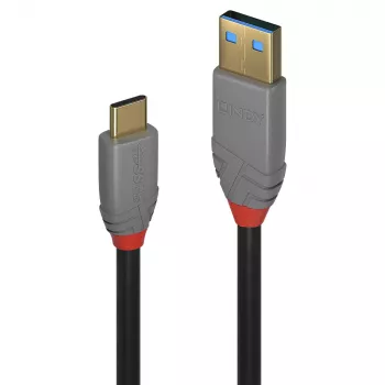 USB 3.2 Type A to C laidas Lindy 2 m, 10 Gbps, 5 A PD, juodas