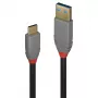 USB 3.2 Type A to C laidas Lindy 2 m, 10 Gbps, 5 A PD, juodas