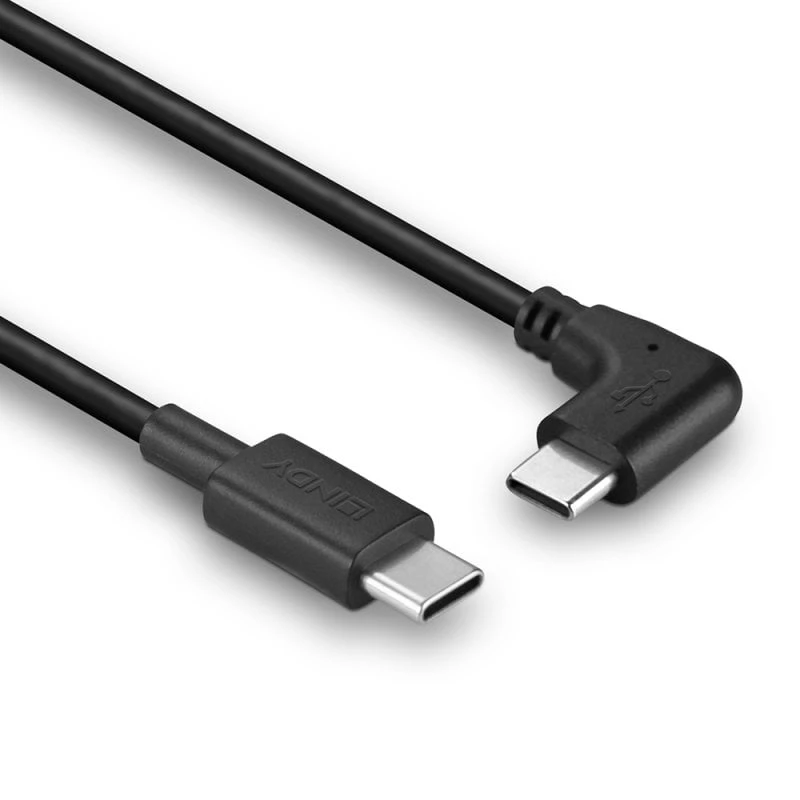 Lindy 1m USB 2.0 tiesus USB-C į stačiu kampu sulenktą USB-C kabelis