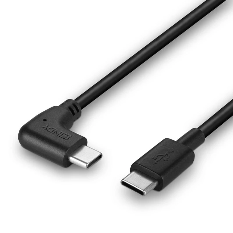 Lindy 1m USB 2.0 tiesus USB-C į stačiu kampu sulenktą USB-C kabelis