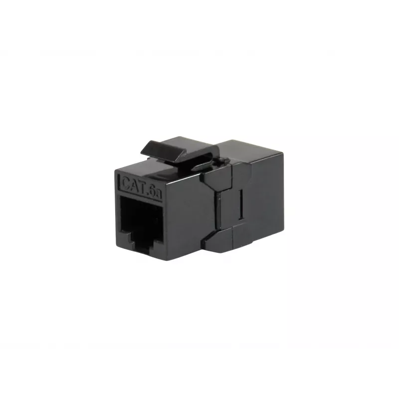 KeyStone tiesioginė jungtis EQUIP Cat.6A neekranuota, RJ-45, plokščia konstrukcija, juoda, 8 vnt.