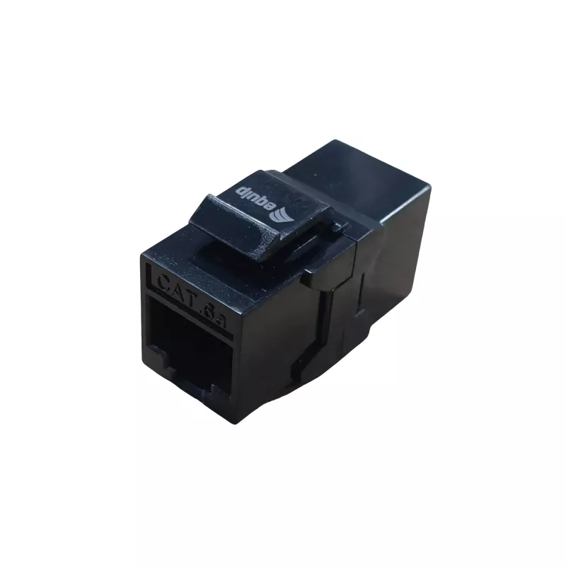 KeyStone tiesioginė jungtis EQUIP Cat.6A neekranuota, RJ-45, plokščia konstrukcija, juoda, 8 vnt.