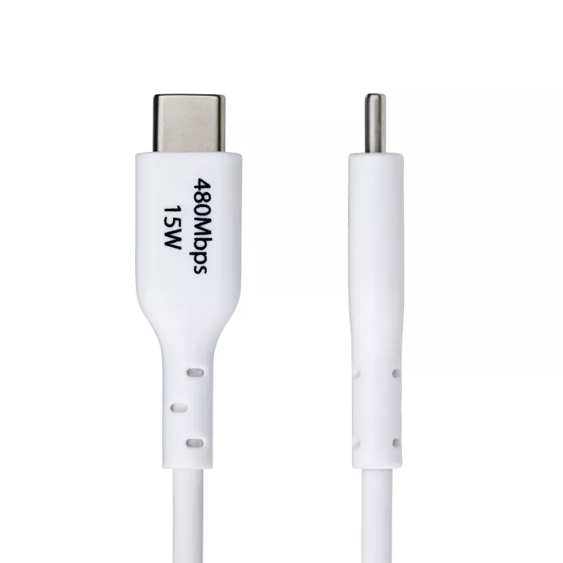 StarTech.com 3 pėdų (1 m) USB-A į USB-C įkrovimo laidas, įkrovimas ir sinchronizavimas, 3 A, USB 2.0, TPE apvalkalas – baltas USB įkrovimo laidas