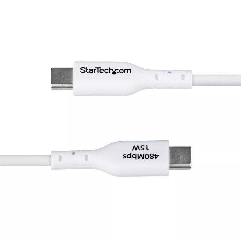 StarTech.com 3 pėdų (1 m) USB-A į USB-C įkrovimo laidas, įkrovimas ir sinchronizavimas, 3 A, USB 2.0, TPE apvalkalas – baltas USB įkrovimo laidas
