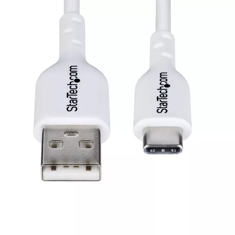 StarTech.com 3 pėdų (1 m) USB-A į USB-C įkrovimo laidas, įkrovimas ir sinchronizavimas, 3 A, USB 2.0, TPE apvalkalas – baltas USB įkrovimo laidas