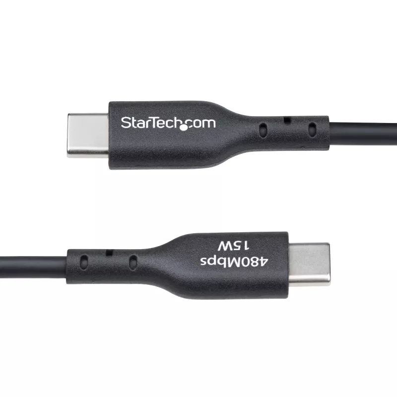 StarTech.com 3ft (1m) USB-A į USB-C įkrovimo kabelis, įkrovimas ir sinchronizavimas, 3A, USB 2.0, TPE apvalkalas - juodas USB įkrovimo laidas