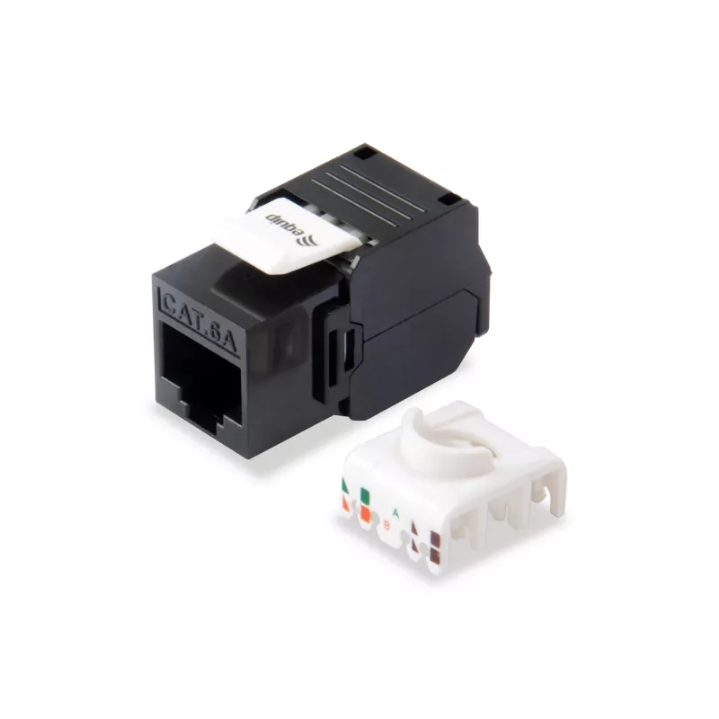 Equip Cat.6A neekranuotas Keystone lizdas be įrankių, RJ-45, LSA, juodas
