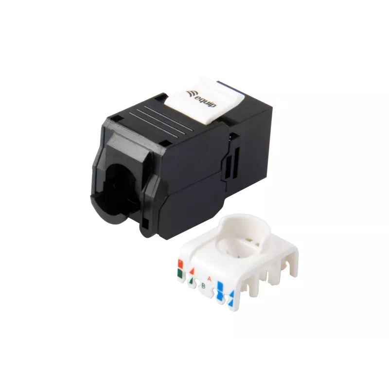 Equip Cat.6A neekranuotas Keystone lizdas be įrankių, RJ-45, LSA, juodas