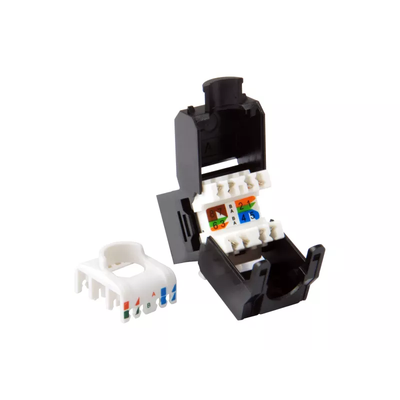 Equip Cat.6A neekranuotas Keystone lizdas be įrankių, RJ-45, LSA, juodas