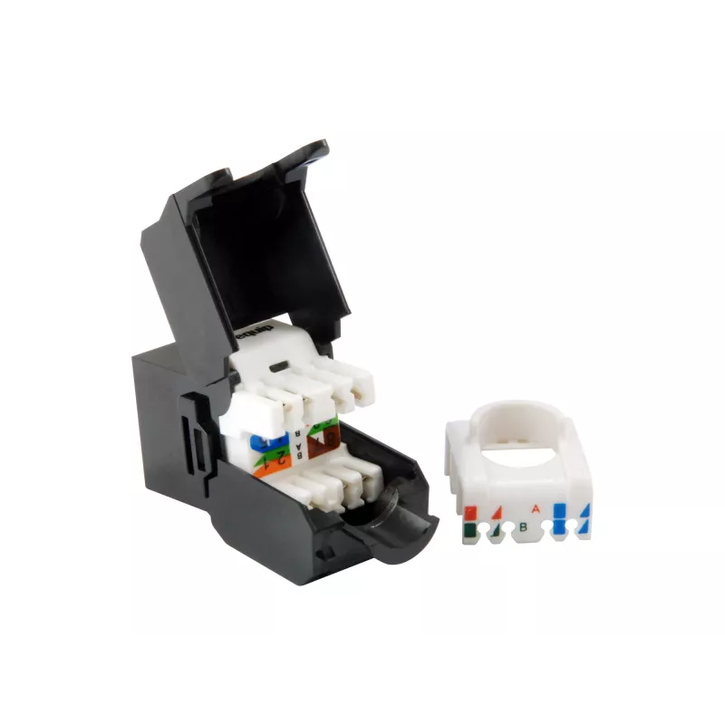 Equip Cat.6A neekranuotas Keystone lizdas be įrankių, RJ-45, LSA, juodas