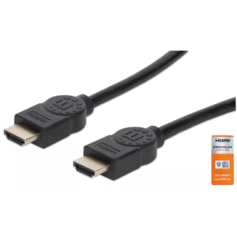 HDMI kabelis su Ethernet Manhattan HDMM1MP 1 m kištukas–kištukas juodas