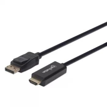 Manhattan DisplayPort 1.1 į HDMI kabelis, 1080p@60Hz, 1m, kištukas–kištukas, DP su fiksatoriumi, juodas, ne abipusės krypties, trejų metų garantija