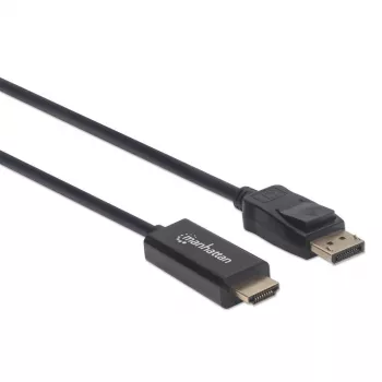 Manhattan DisplayPort 1.1 į HDMI kabelis, 1080p@60Hz, 1m, kištukas–kištukas, DP su fiksatoriumi, juodas, ne abipusės krypties, trejų metų garantija