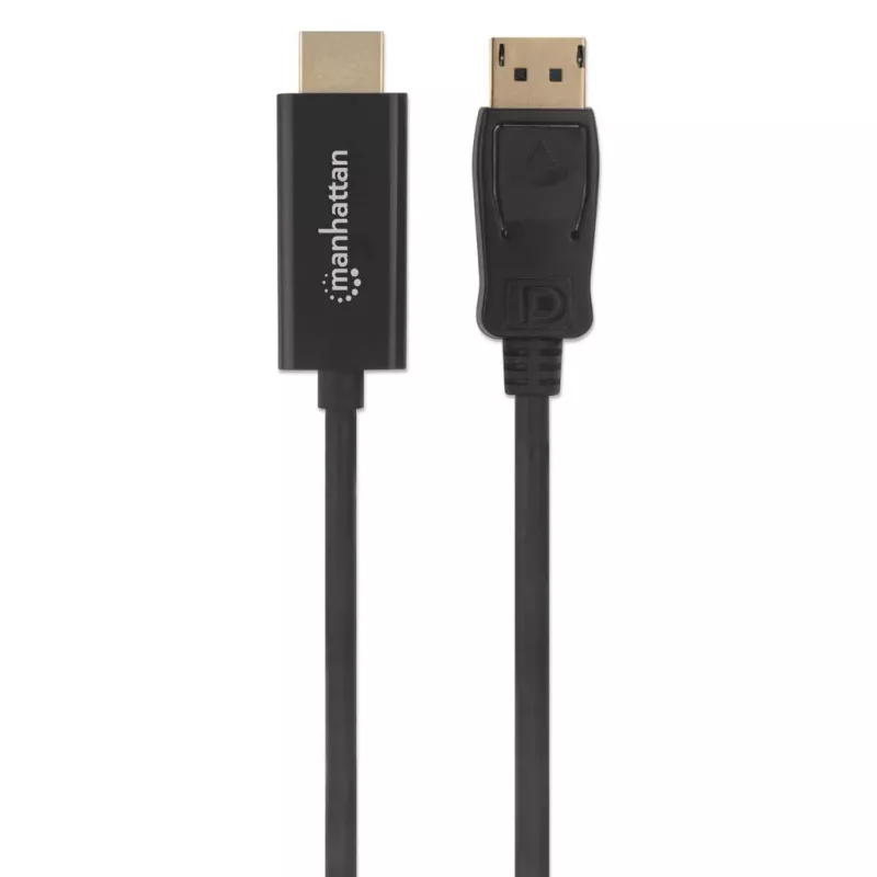 Manhattan DisplayPort 1.1 į HDMI kabelis, 1080p@60Hz, 1m, kištukas–kištukas, DP su fiksatoriumi, juodas, ne abipusės krypties, trejų metų garantija