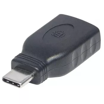 Manhattan USB-C į USB-A adapteris, vyriškas į moterišką, 5 Gbps (USB 3.2 Gen1, dar žinomas kaip USB 3.0), SuperSpeed USB, juodas, viso gyvenimo garantija, atitinka USB31CAADG