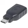 Manhattan USB-C į USB-A adapteris, vyriškas į moterišką, 5 Gbps (USB 3.2 Gen1, dar žinomas kaip USB 3.0), SuperSpeed USB, juodas, viso gyvenimo garantija, atitinka USB31CAADG