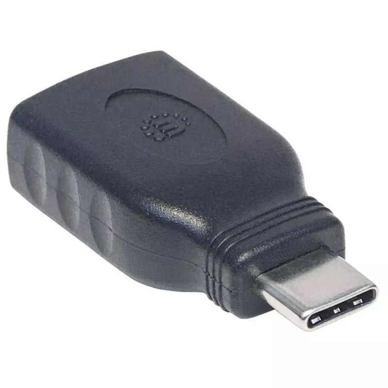 Manhattan USB-C į USB-A adapteris, vyriškas į moterišką, 5 Gbps (USB 3.2 Gen1, dar žinomas kaip USB 3.0), SuperSpeed USB, juodas, viso gyvenimo garantija, atitinka USB31CAADG