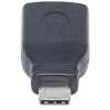 Manhattan USB-C į USB-A adapteris, vyriškas į moterišką, 5 Gbps (USB 3.2 Gen1, dar žinomas kaip USB 3.0), SuperSpeed USB, juodas, viso gyvenimo garantija, atitinka USB31CAADG