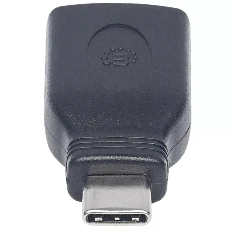 Manhattan USB-C į USB-A adapteris, vyriškas į moterišką, 5 Gbps (USB 3.2 Gen1, dar žinomas kaip USB 3.0), SuperSpeed USB, juodas, viso gyvenimo garantija, atitinka USB31CAADG