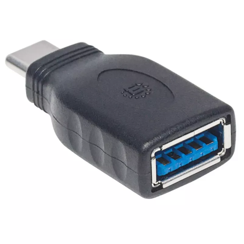 Manhattan USB-C į USB-A adapteris, vyriškas į moterišką, 5 Gbps (USB 3.2 Gen1, dar žinomas kaip USB 3.0), SuperSpeed USB, juodas, viso gyvenimo garantija, atitinka USB31CAADG