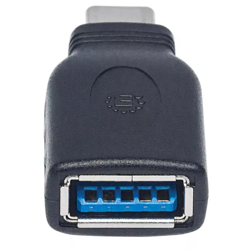 Manhattan USB-C į USB-A adapteris, vyriškas į moterišką, 5 Gbps (USB 3.2 Gen1, dar žinomas kaip USB 3.0), SuperSpeed USB, juodas, viso gyvenimo garantija, atitinka USB31CAADG