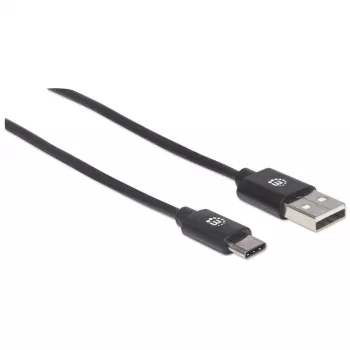 Manhattan USB-C į USB-A kabelis, 2 m, kištukas-kištukas, juodas, 480 Mbps (USB 2.0), didelės spartos USB, garantija visam laikui, atitinka USB2AC2M