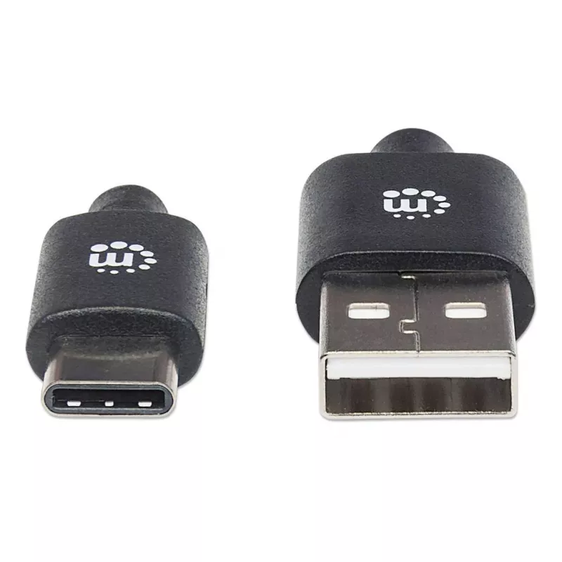 Manhattan USB-C į USB-A kabelis, 2 m, kištukas-kištukas, juodas, 480 Mbps (USB 2.0), didelės spartos USB, garantija visam laikui, atitinka USB2AC2M