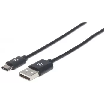 Manhattan USB-C į USB-A kabelis, 3 m, kištukas į kištuką, 480 Mbps (USB 2.0), Hi-Speed USB, juodas, garantija visam naudojimo laikui