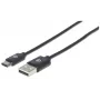 Manhattan USB-C į USB-A kabelis, 3 m, kištukas į kištuką, 480 Mbps (USB 2.0), Hi-Speed USB, juodas, garantija visam naudojimo laikui