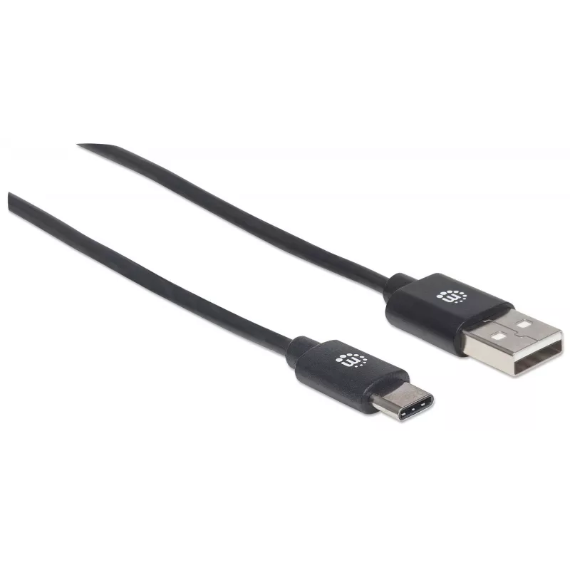 Manhattan USB-C į USB-A kabelis, 3 m, kištukas į kištuką, 480 Mbps (USB 2.0), Hi-Speed USB, juodas, garantija visam naudojimo laikui