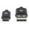 Manhattan USB-C į USB-A kabelis, 3 m, kištukas į kištuką, 480 Mbps (USB 2.0), Hi-Speed USB, juodas, garantija visam naudojimo laikui