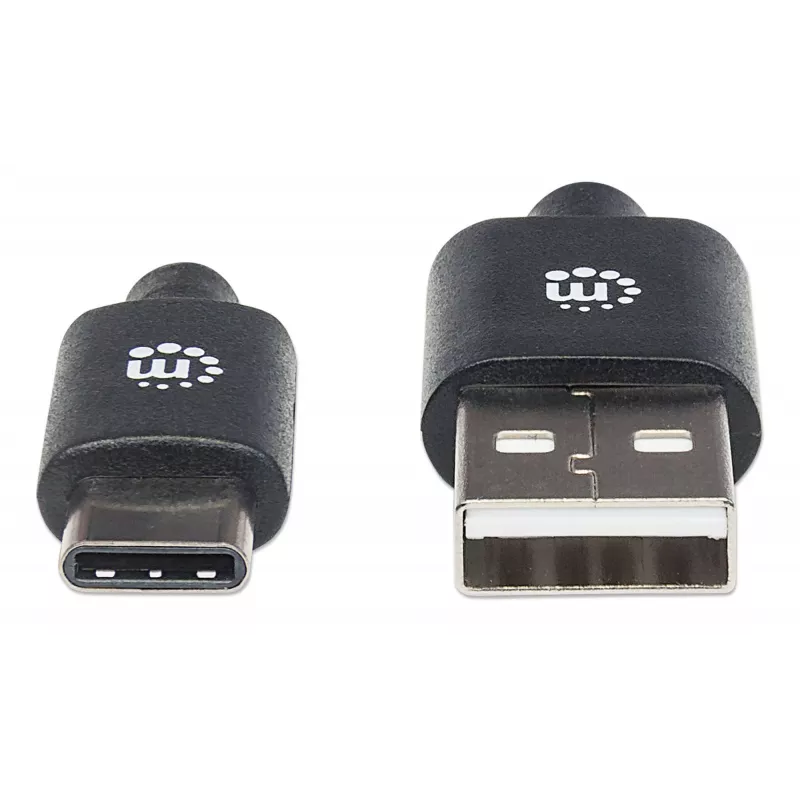 Manhattan USB-C į USB-A kabelis, 3 m, kištukas į kištuką, 480 Mbps (USB 2.0), Hi-Speed USB, juodas, garantija visam naudojimo laikui