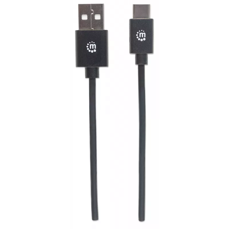 Manhattan USB-C į USB-A kabelis, 3 m, kištukas į kištuką, 480 Mbps (USB 2.0), Hi-Speed USB, juodas, garantija visam naudojimo laikui