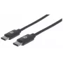 Manhattan USB-C į USB-C kabelis, 2 m, vyriškas į vyrišką, juodas, 480 Mbps (USB 2.0), 3A, Hi-Speed USB, garantija visam laikui, atitinka USB2CC2M