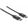 Manhattan USB-C į USB-C kabelis, 2 m, vyriškas į vyrišką, juodas, 480 Mbps (USB 2.0), 3A, Hi-Speed USB, garantija visam laikui, atitinka USB2CC2M